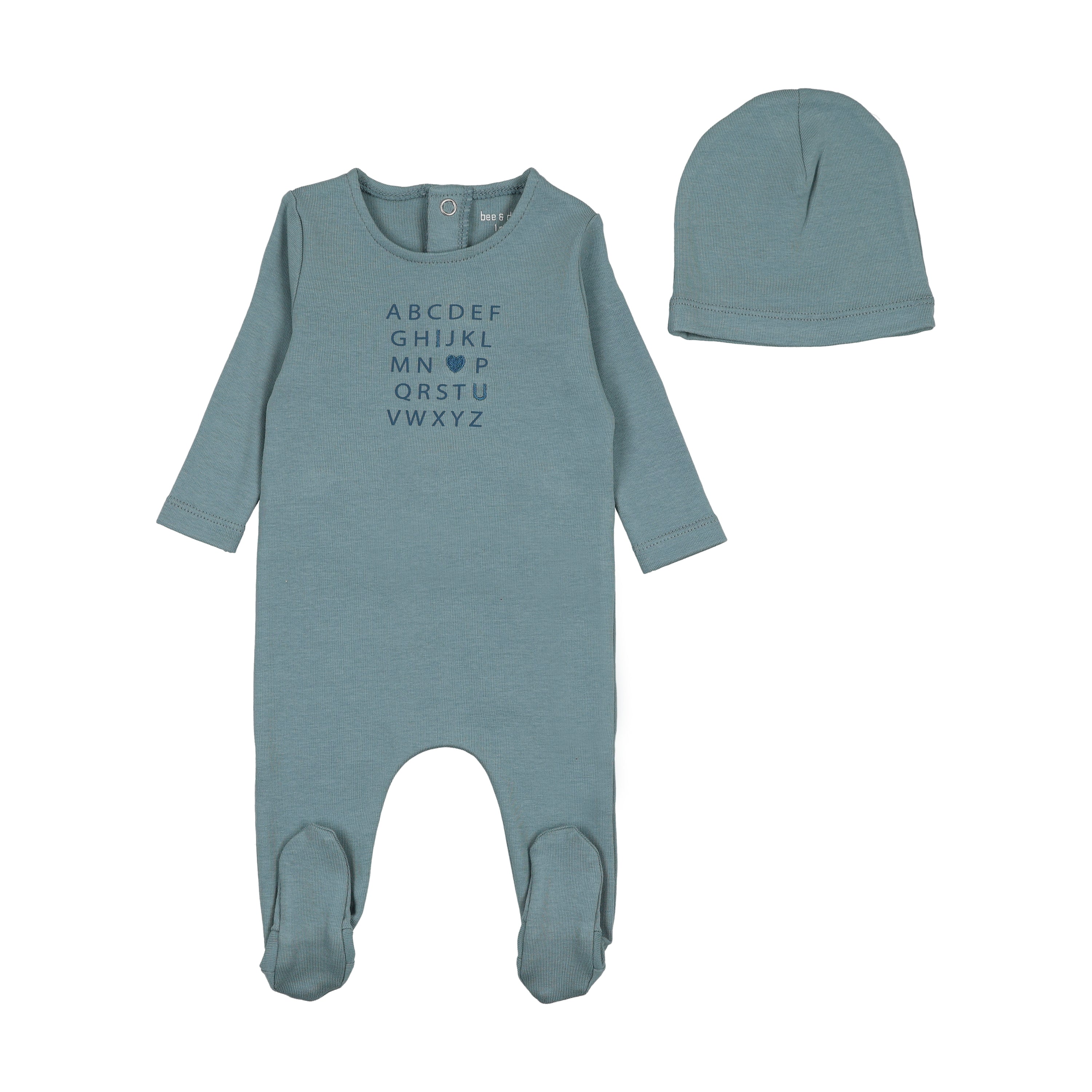 Bee & Dee Deep Marine I Love You Footie/Bonnet