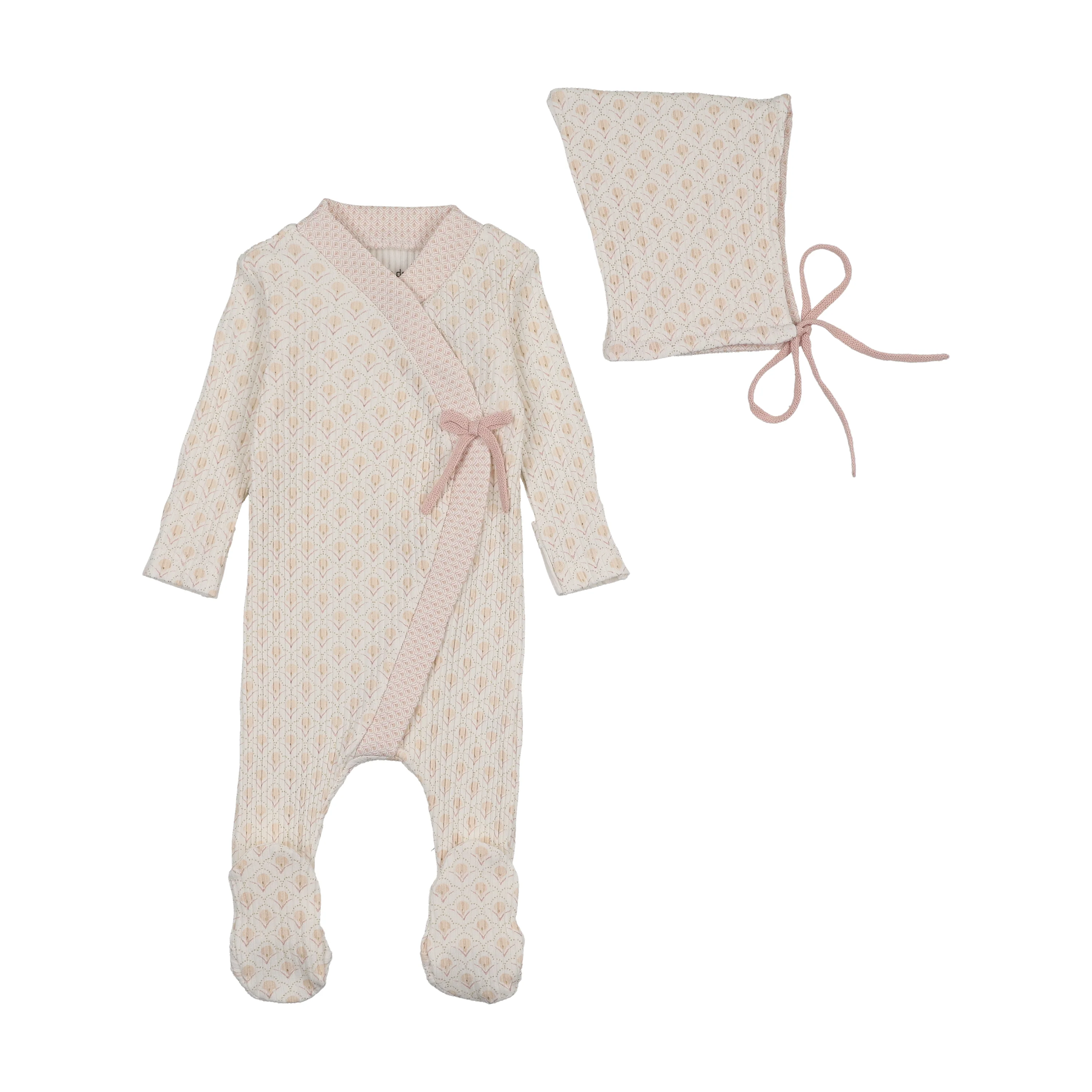 Bee & Dee Girls Print Double Print Footie/Bonnet