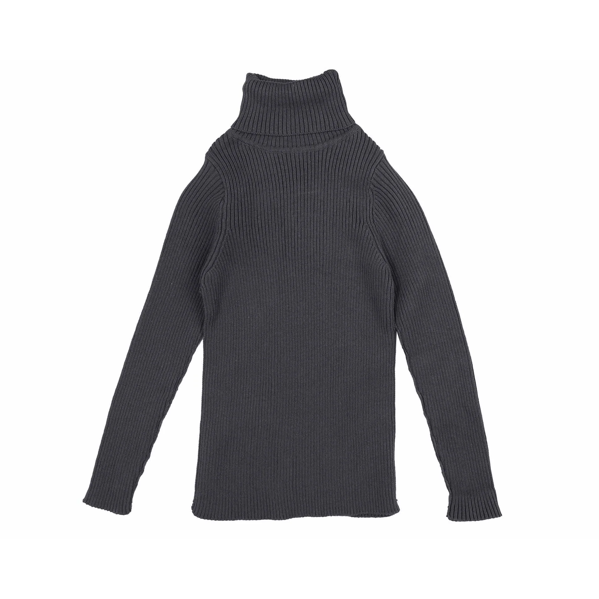 Belati Charcoal Basic Ribbed Turtleneck Shell