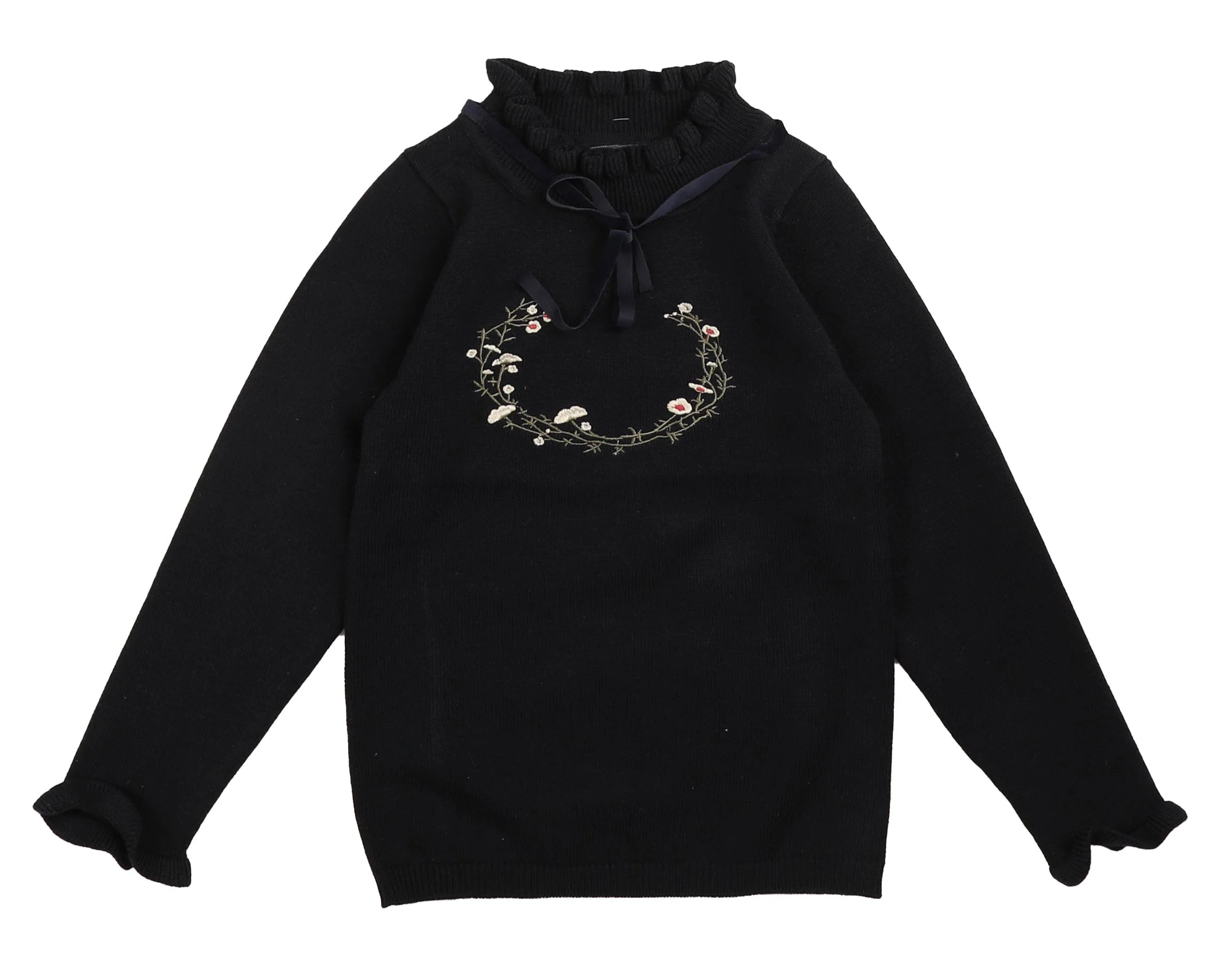 Belati Navy Knit Shell With Embroidered Crest And Neck Ribbon BKN651