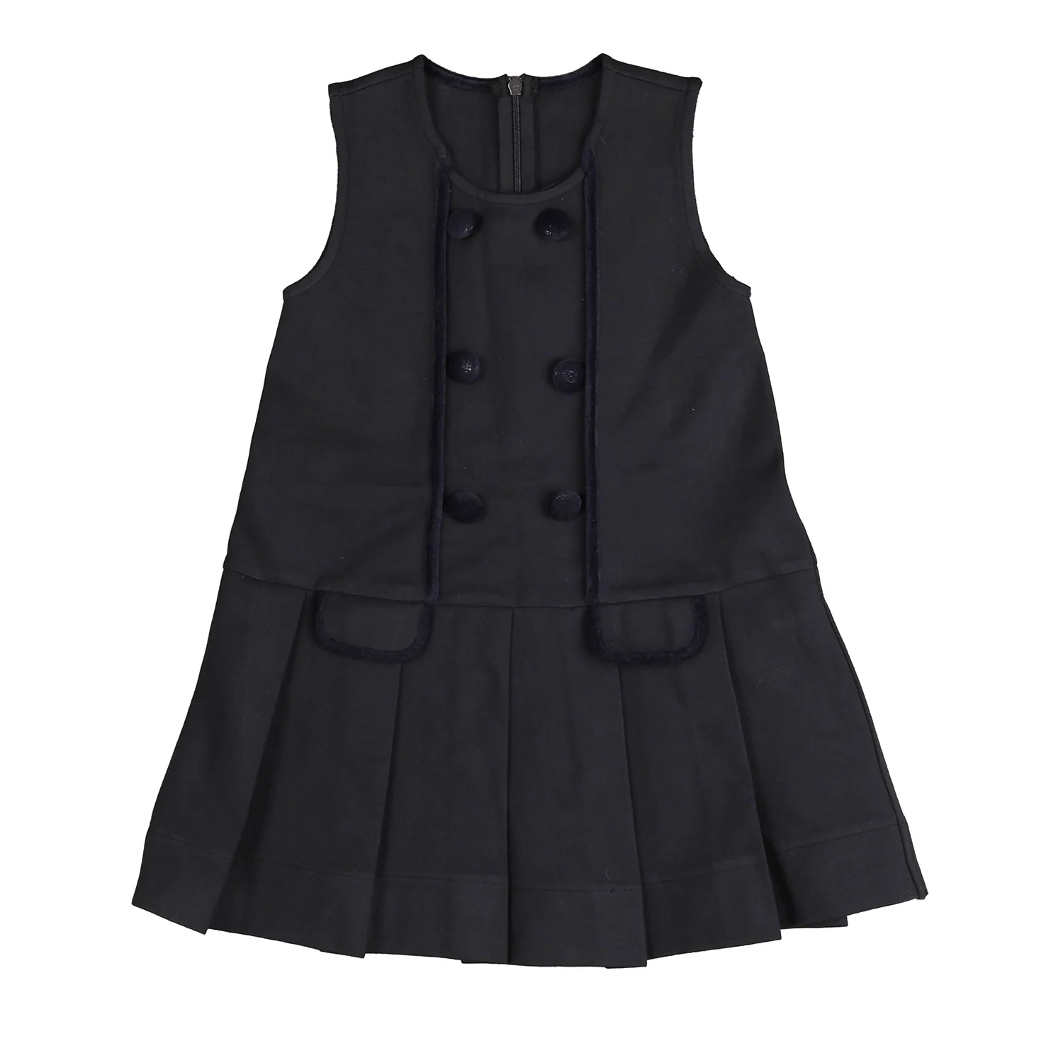 Belati Navy Suba jersey dress with velvet binding (BDR618)