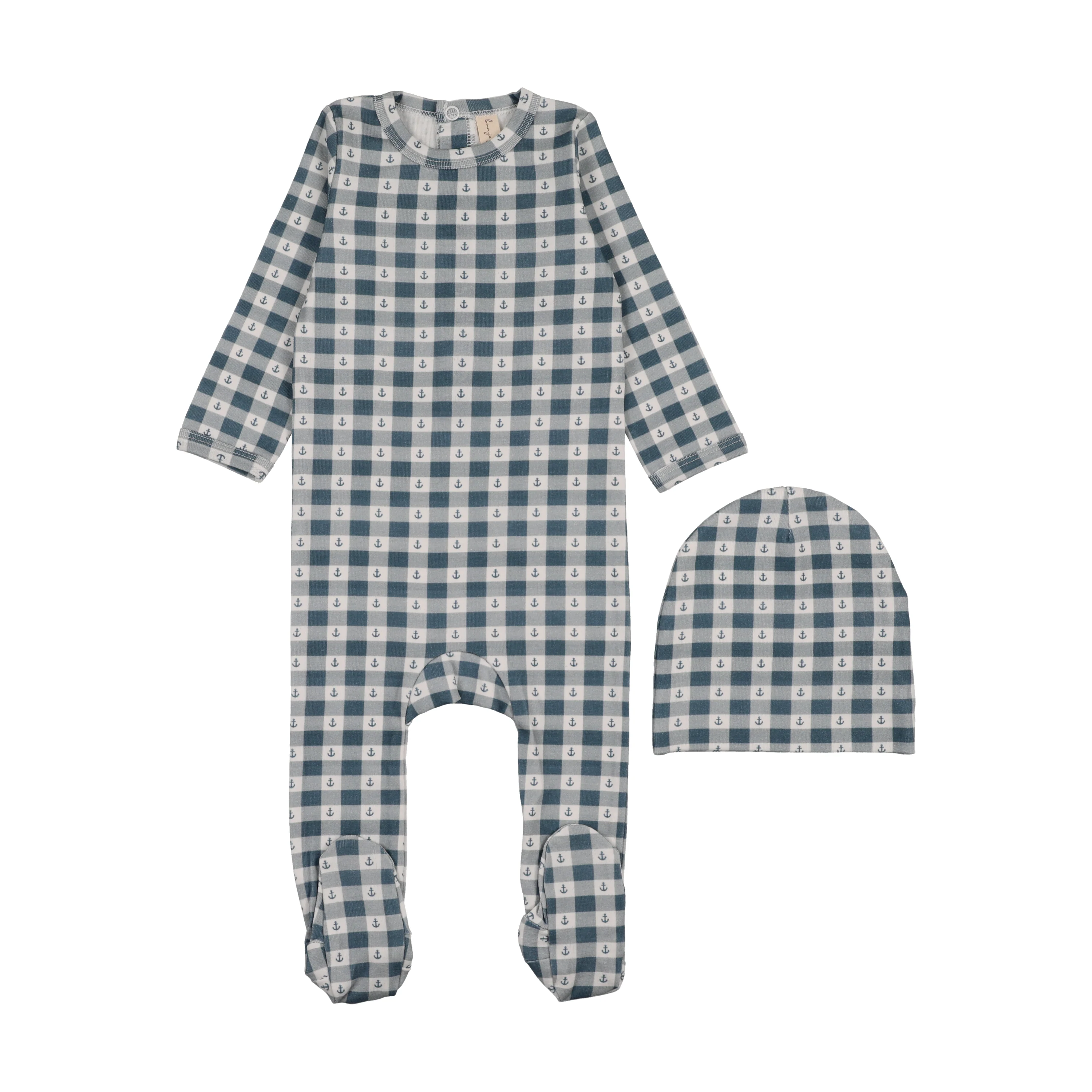 Bonjoy Checkered Charm Footie Set - Little Anchors