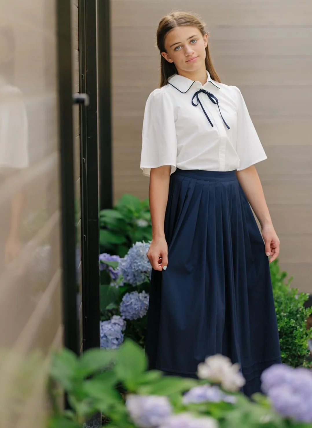 Daintti by Velvette Label Navy Bow Tie Blouse - Image 2