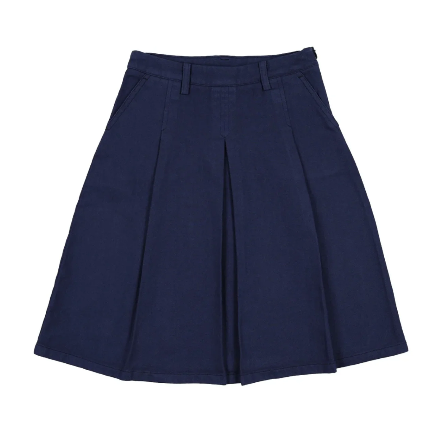 Farren And Me Washed Blue Denim Pleated Skirt.
