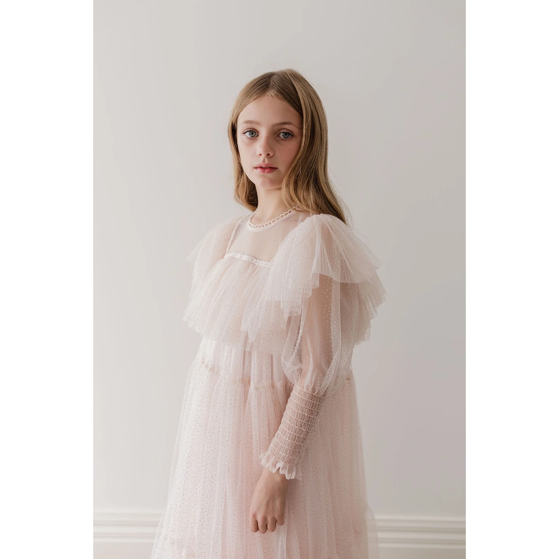 Gold by Petite Amalie White Glitter Tulle Gown - Image 2