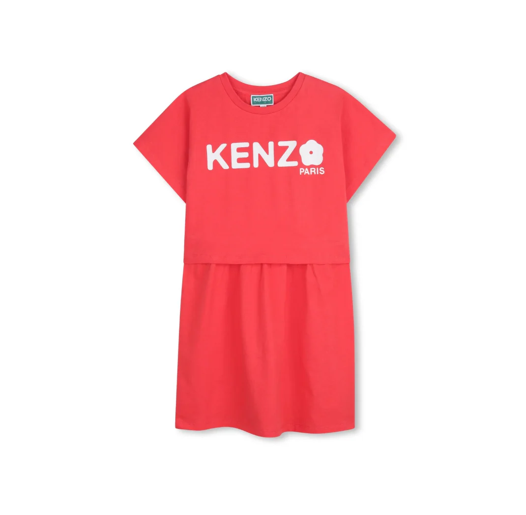 Kenzo Red Flower Logo Dress (K61662)