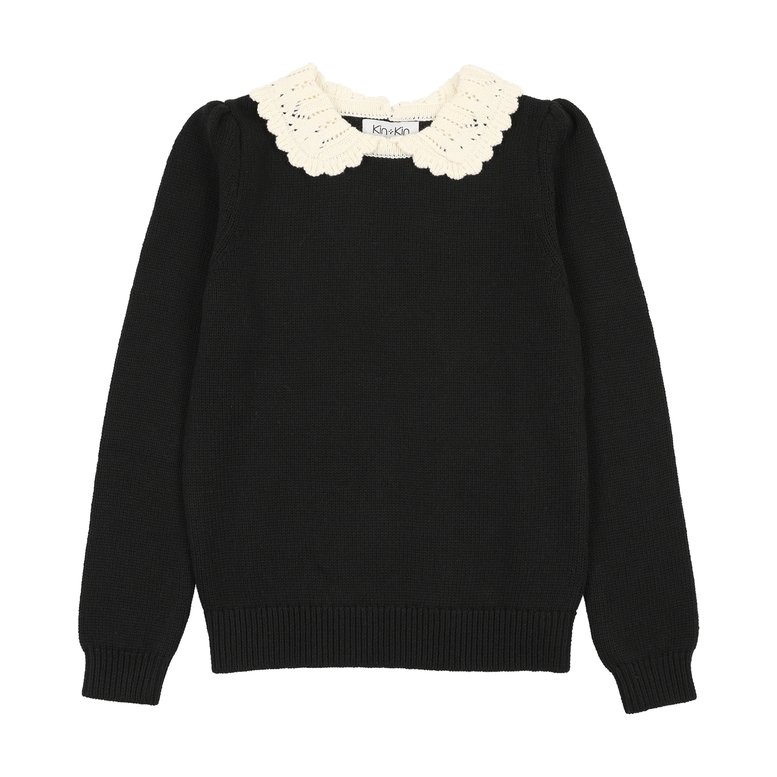 Kin And Kin Black Peter Pan Collar Knit Sweater (K321)