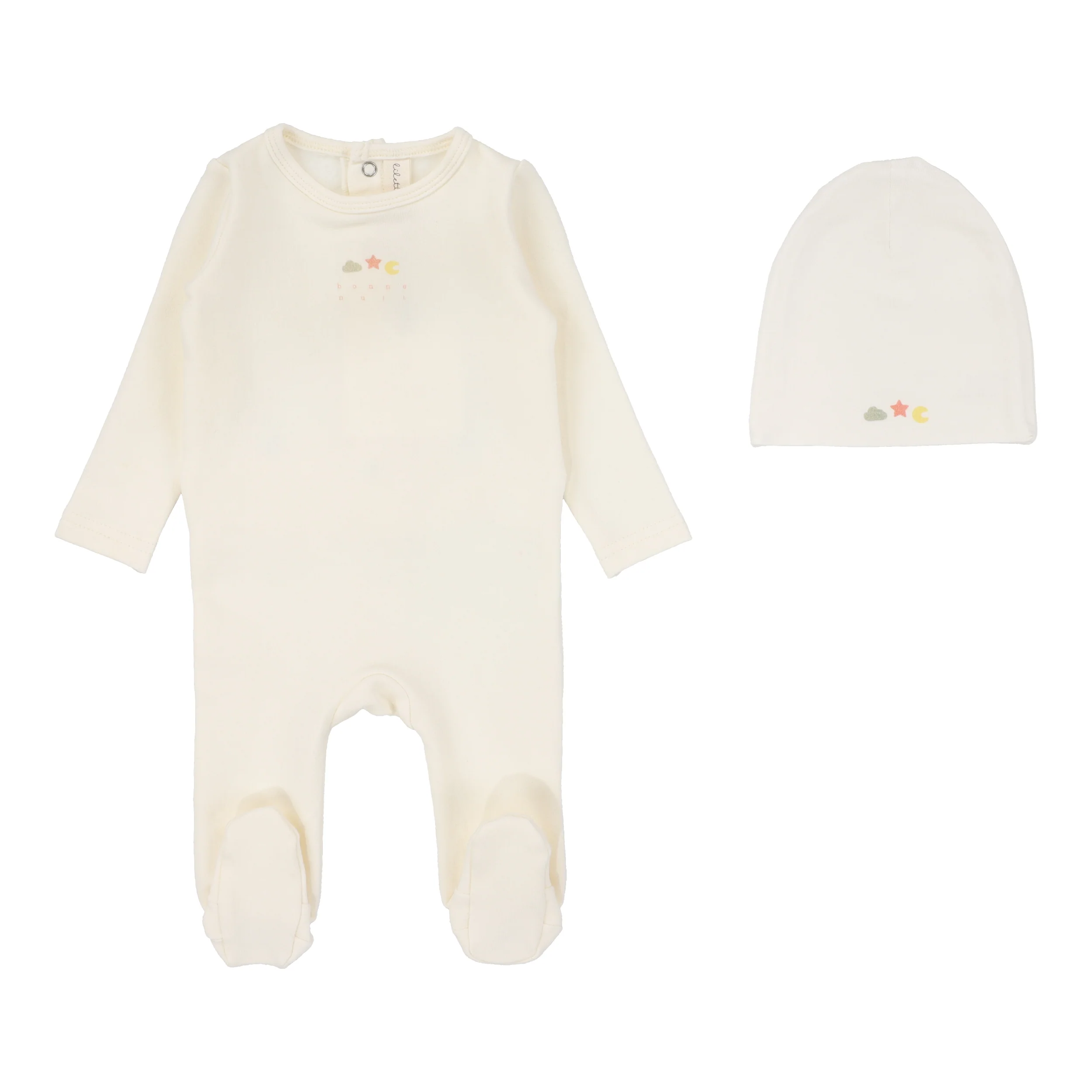 Lilette By Lil Legs Dreamy Graphic Footie Set Winter White/Apricot