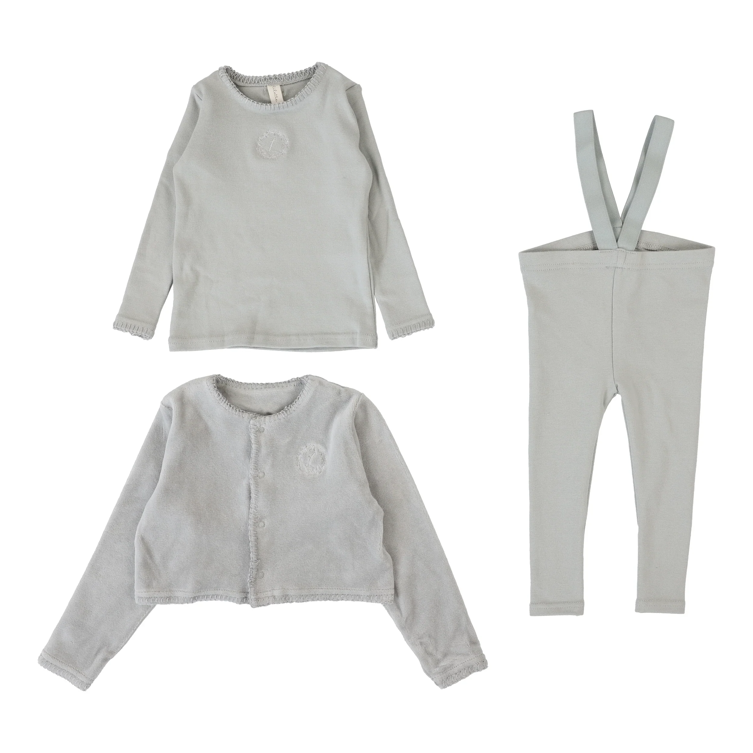 Lilette By Lil Legs Velour Cardi Lounge Set Dusty Blue