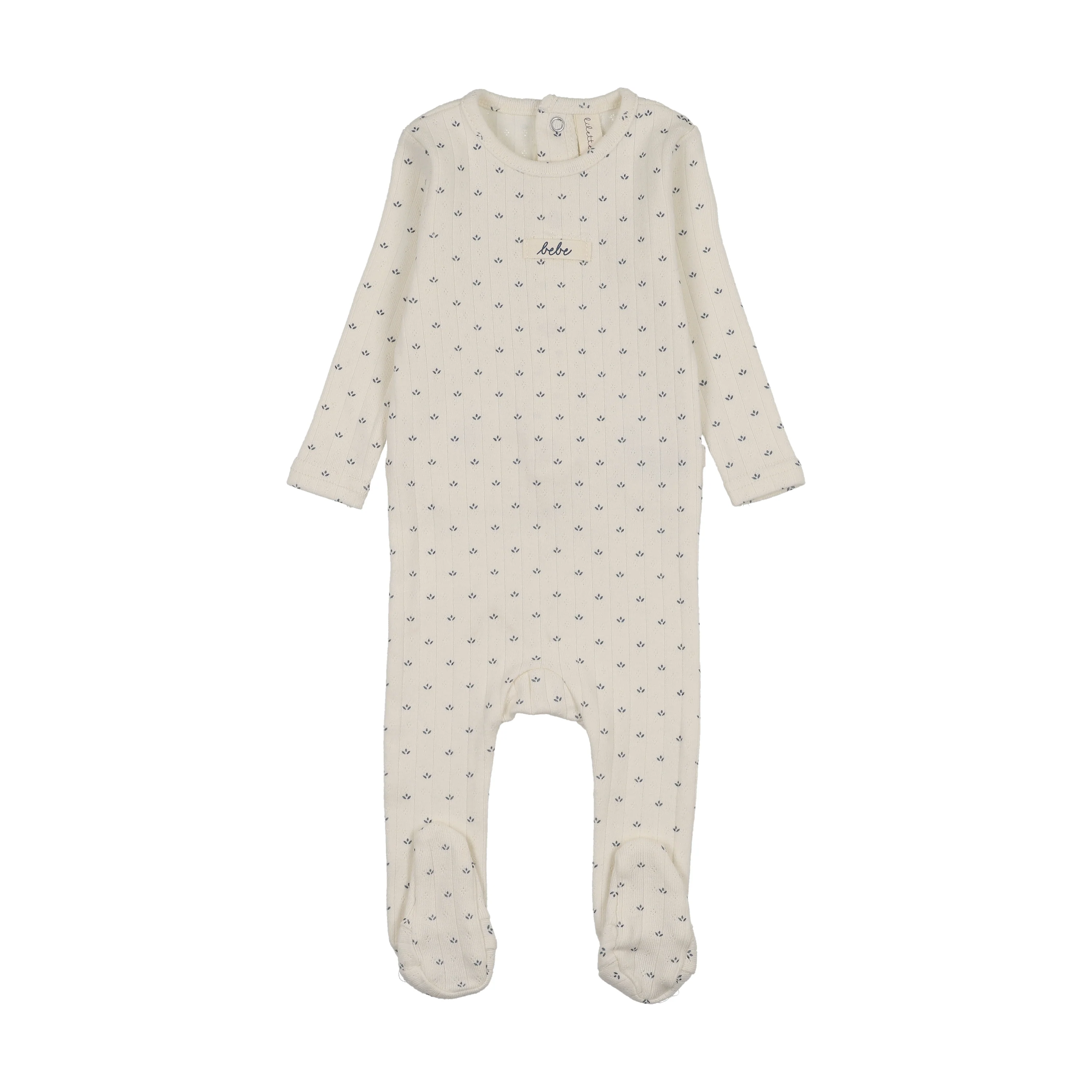 Lilette Floret Print Footie - Cream/Blue