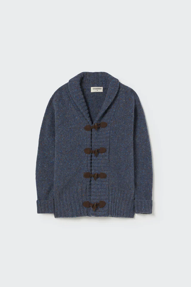 Little Cozmo Blue-Tweed Tricot Collor Baby Cardigan