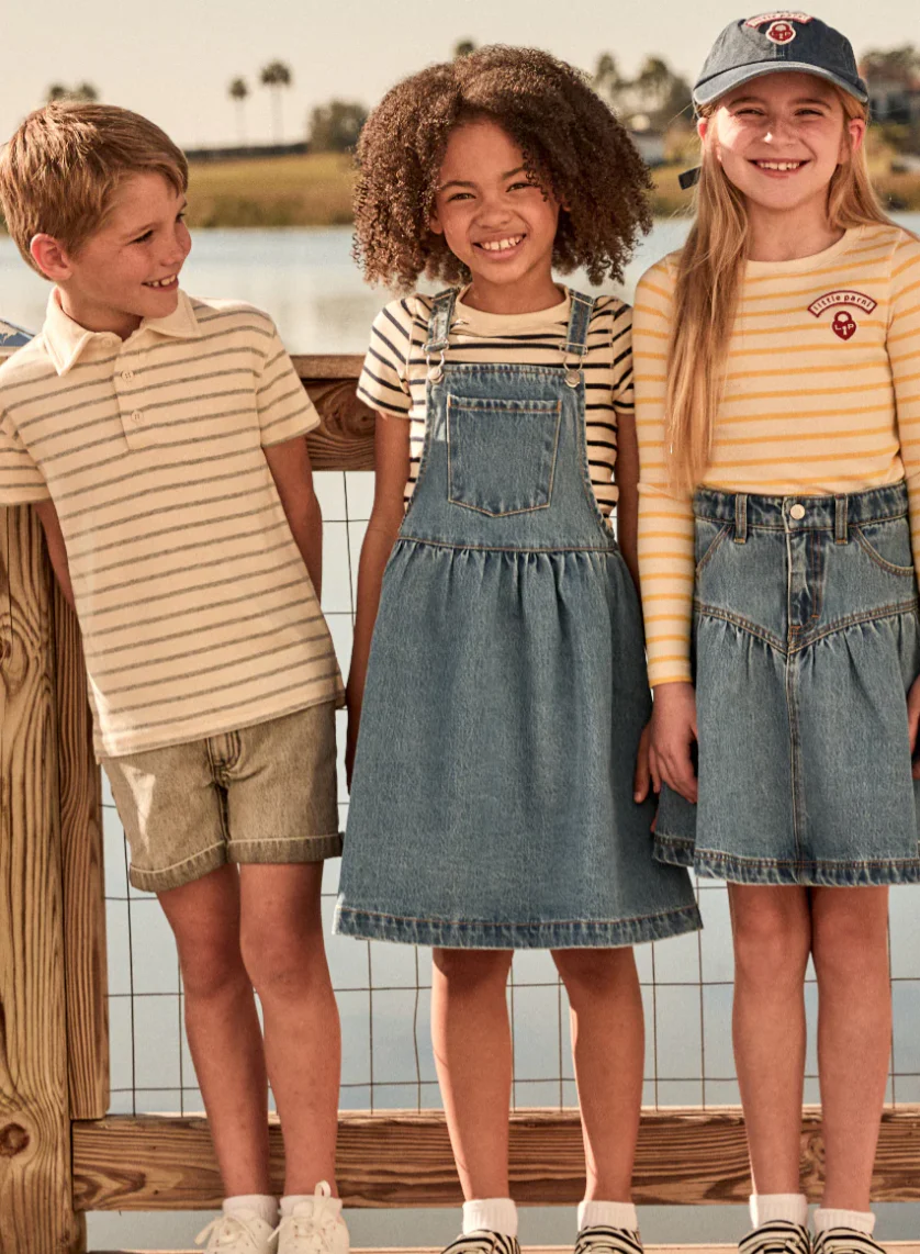 Little Parni Wide Striped Tshirt - Short Sleeves Navy/Ivory (K613) - Image 2