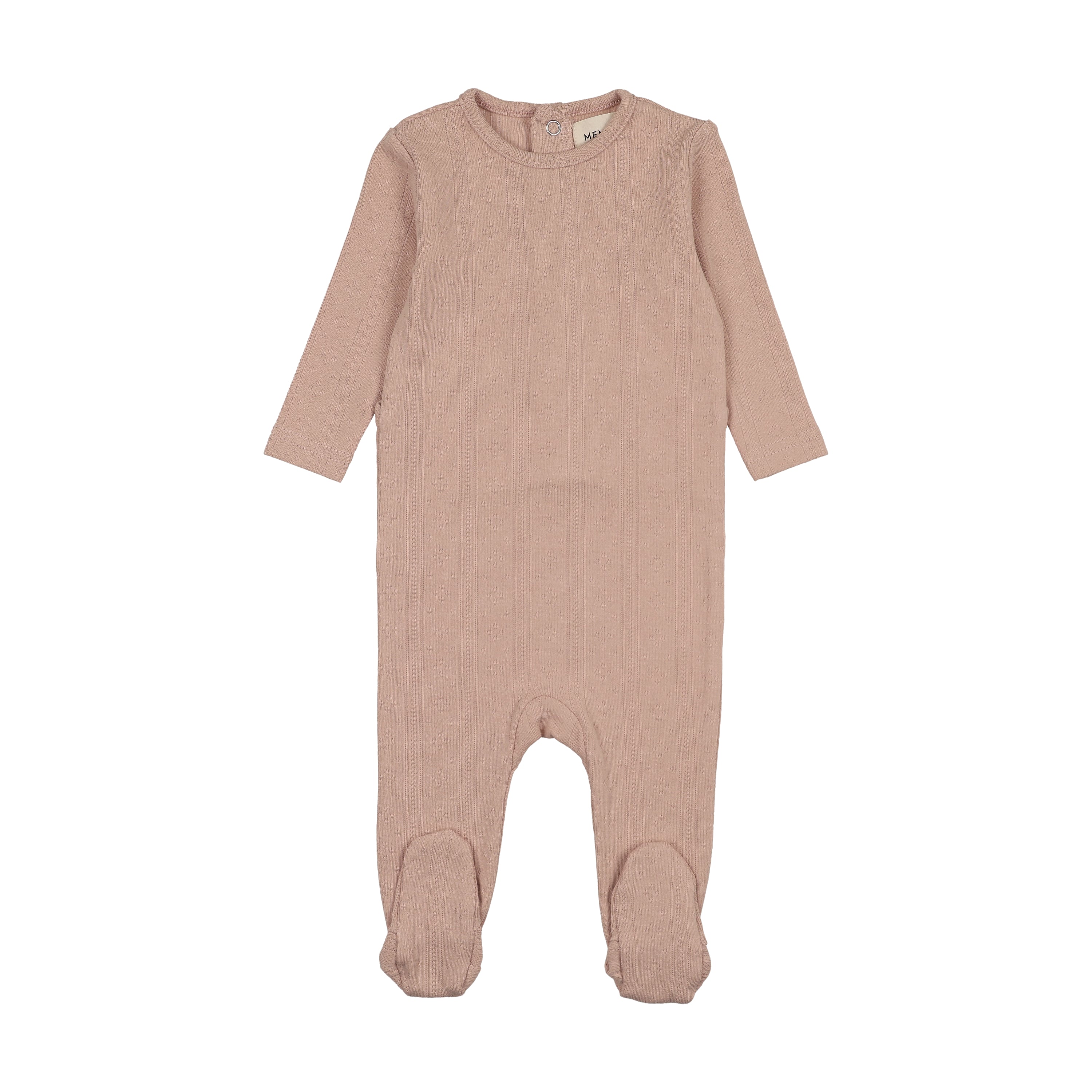 Mema Knits Pale Pink Pointelle Base Footie For Knits (M452)