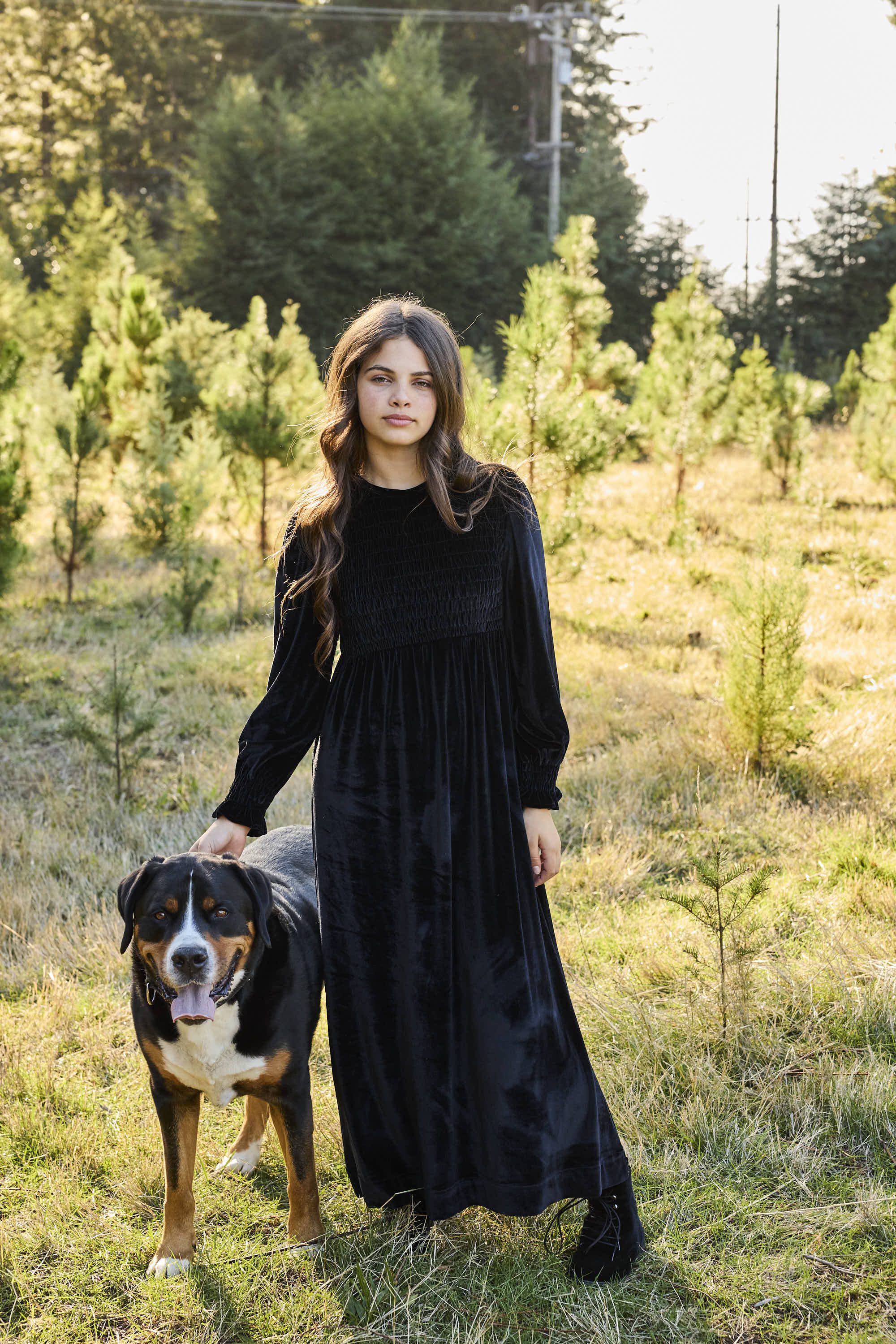 Pashmini Black Emma Smocked Velvet Maxi - Image 2
