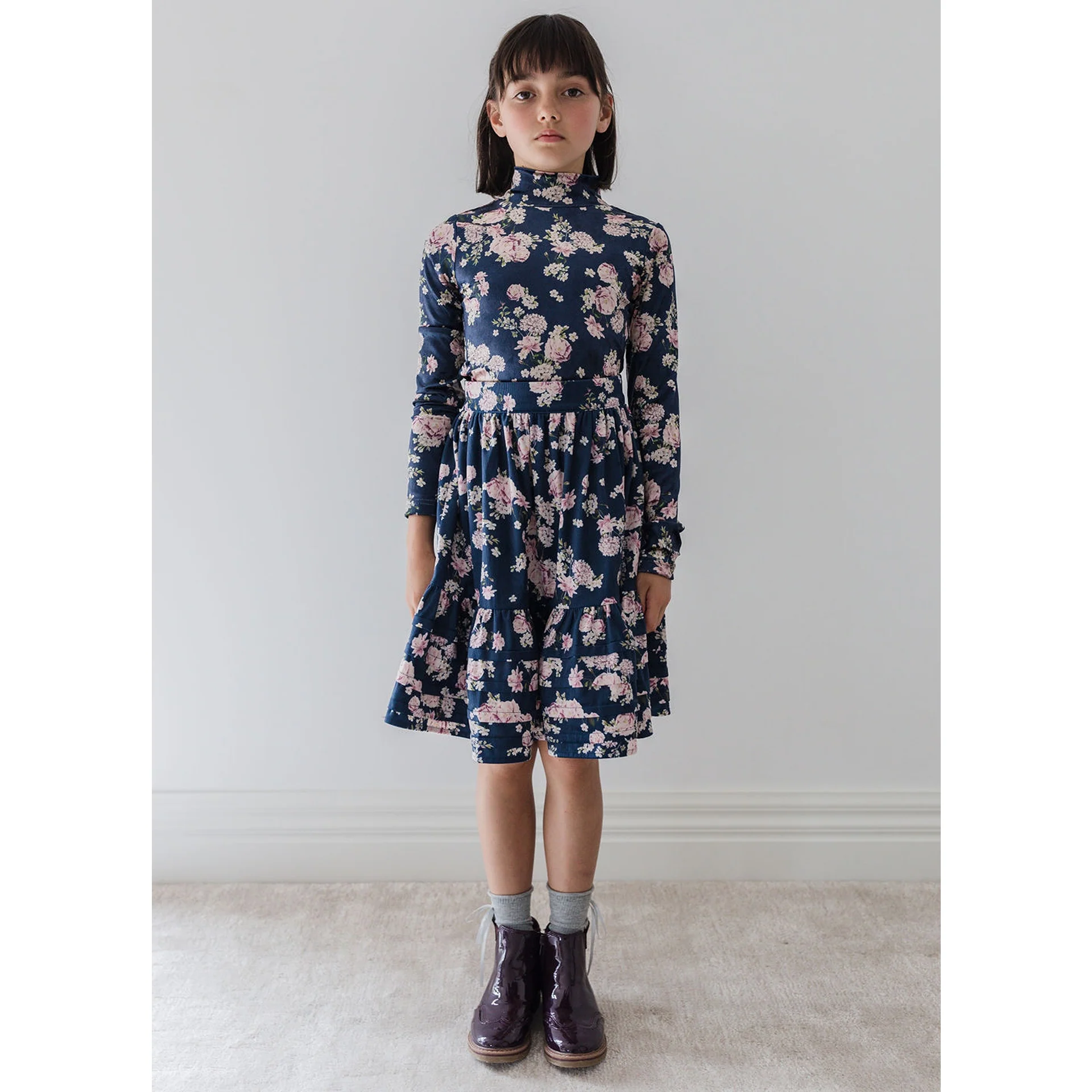 Steph Lilac Floral Print Velvet Knit Top (8191T) - Image 2