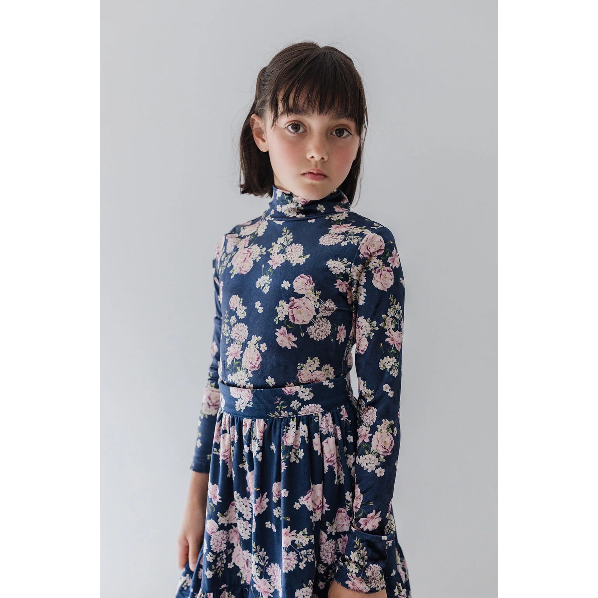 Steph Lilac Floral Print Velvet Knit Top (8191T) - Image 3